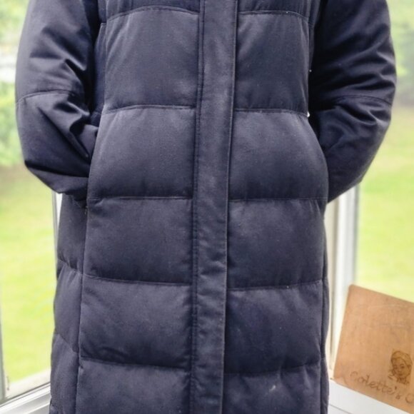 Talbots Black Long Quilted Puffer Down Hooded Coat - Picture 3 of 8